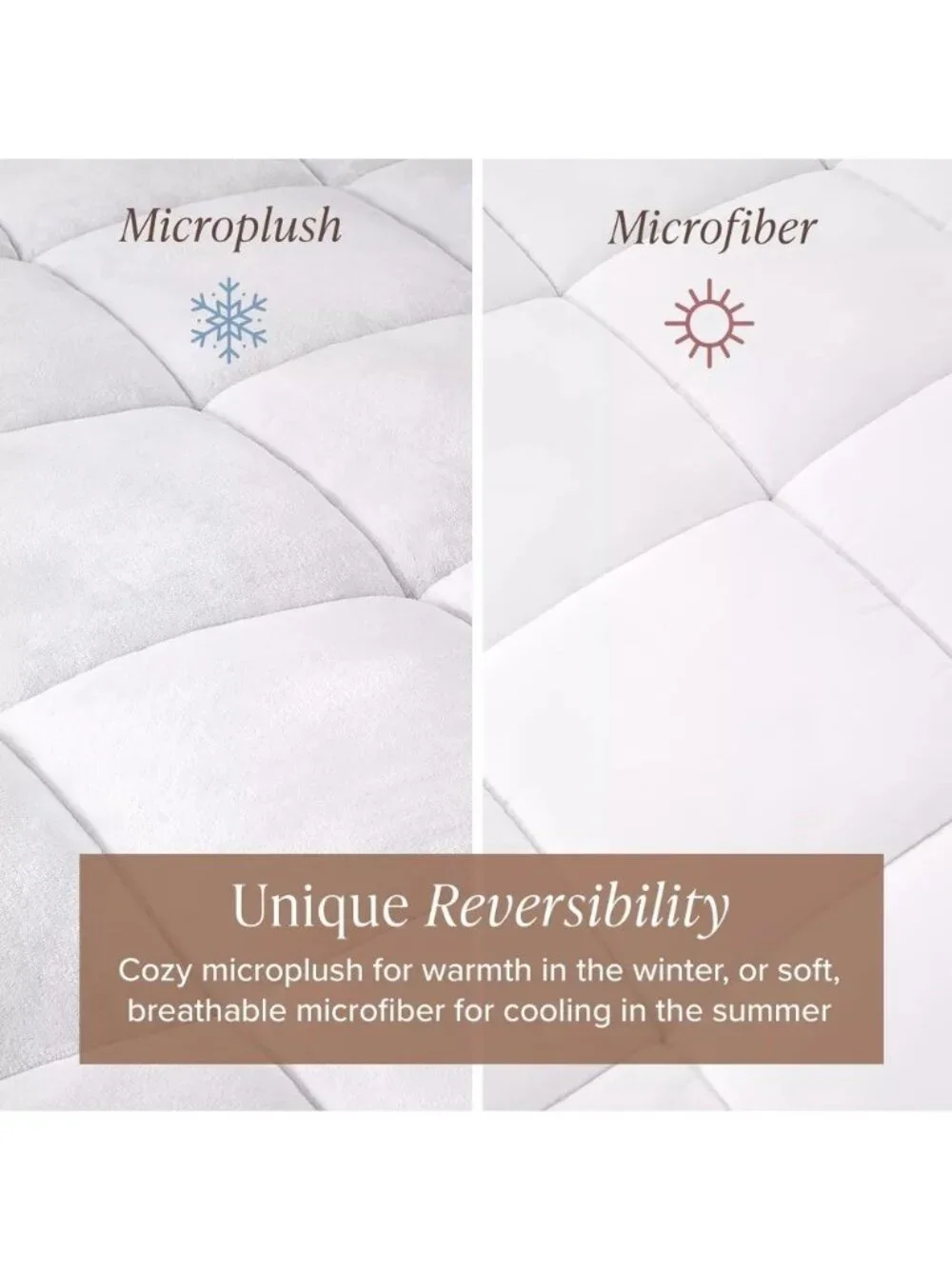 Bare Home Pillow Top Reversible Mattress Pad Twin XL White Microplush Microfiber